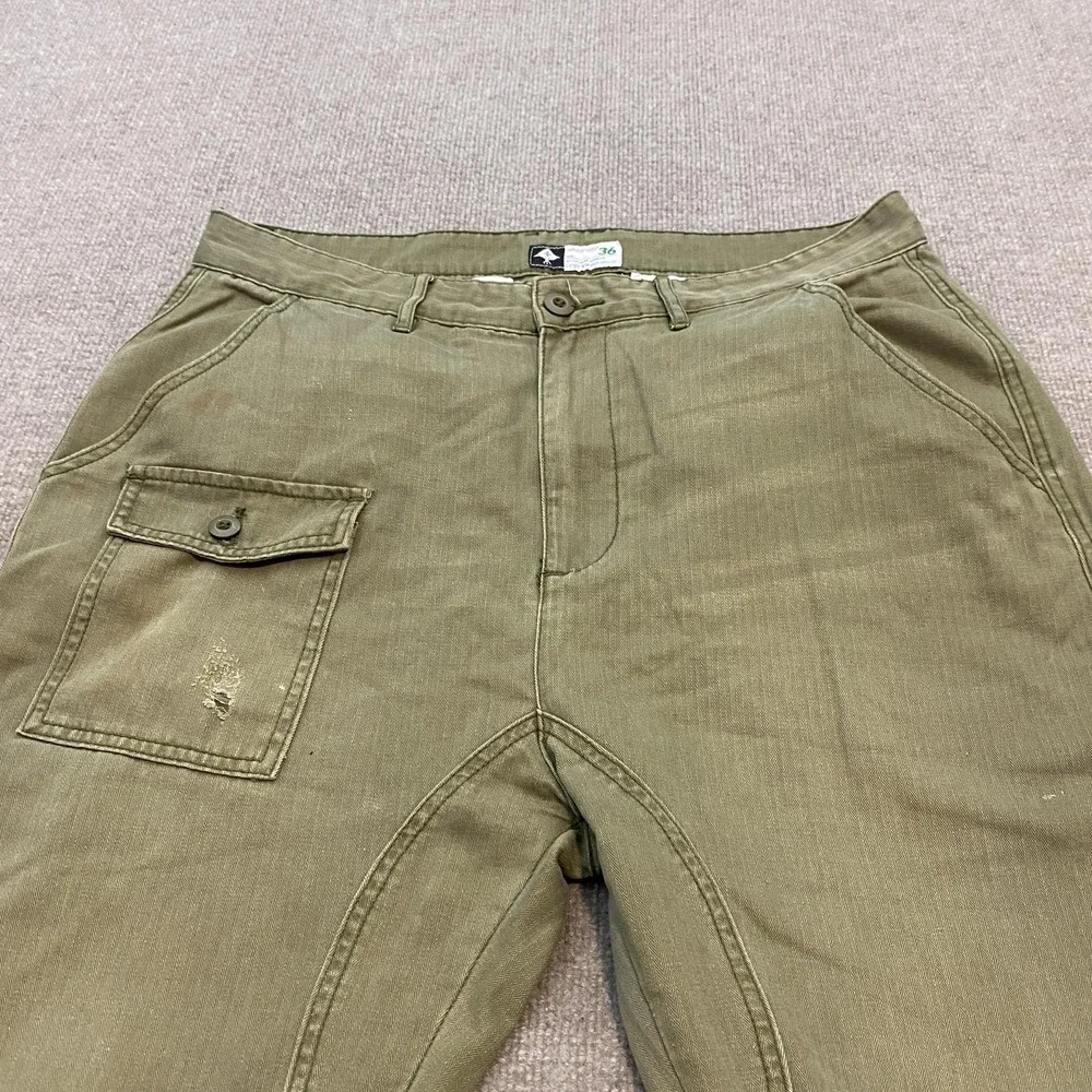 Lifted‎ Research Group Pants Mens 36x30 Green Cargo Ankle Zip Herringbone Grunge